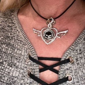 Harley Wing Rhinestone Necklace